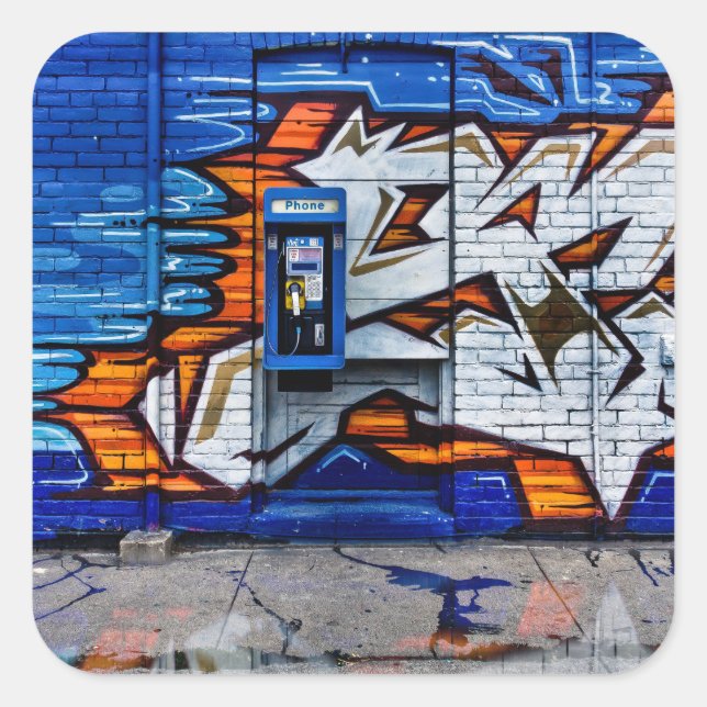 Phone Booth No 12 Colour Version Reflection Square Sticker (Front)