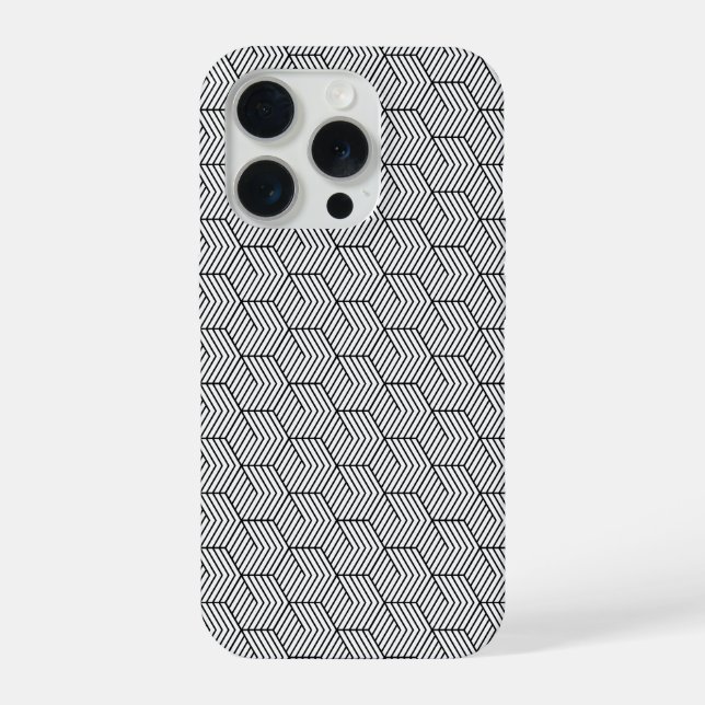 Phone Case Black Pattern Line Cube Geometry Simple (Back)