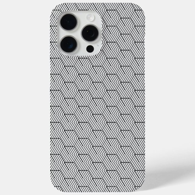Phone Case Black Pattern Line Cube Geometry Simple (Back)