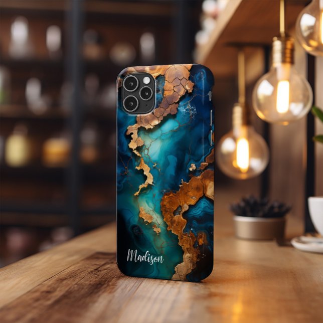 Phone Case, Blue Resin, Dark Burl Wood  Case-Mate iPhone Case (Creator Uploaded)