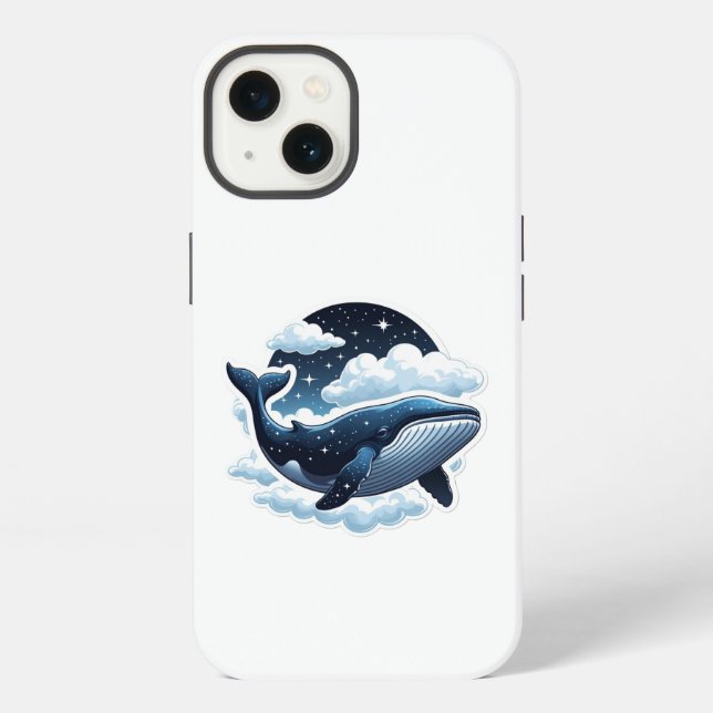Phone Case Floating cloud whale with stars (Back)