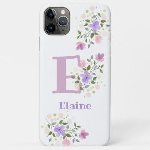 Phone Case Initial Plus Name & Flowers Design