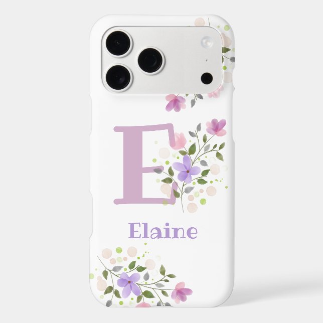 Phone Case Initial Plus Name & Flowers Design (Back)