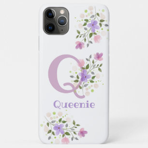 Phone Case Initial Plus Name & Flowers Design