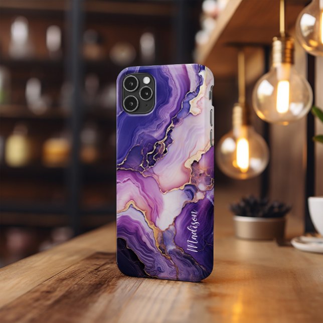 Phone Case, Purple And Gold Marble, Personalise Case-Mate iPhone Case (Creator Uploaded)