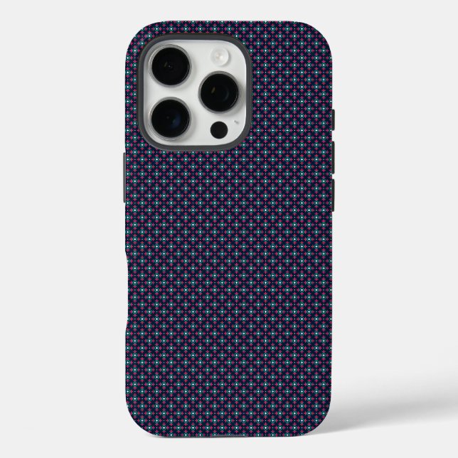 Phone case with a blue and pink geometric pattern (Back)