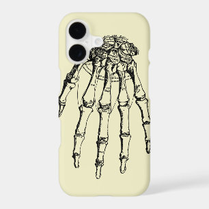 Phone case with a drawing of a skeleton hand