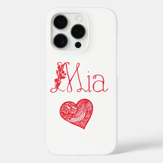 Phone case with a heart and Mia's name (Back)