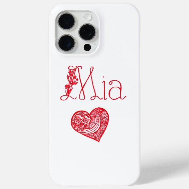 Phone case with a heart and Mia's name (Back)