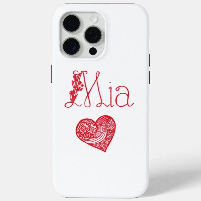 Phone case with a heart and Mia's name (Back)