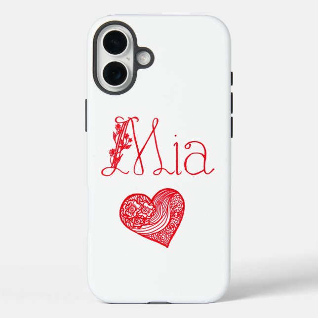 Phone case with a heart and Mia's name (Back)