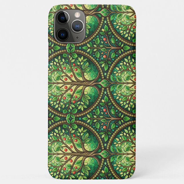 Phone case with an intricate green and brown  (Back)