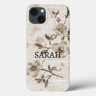Phone Case with Brown Floral Design
