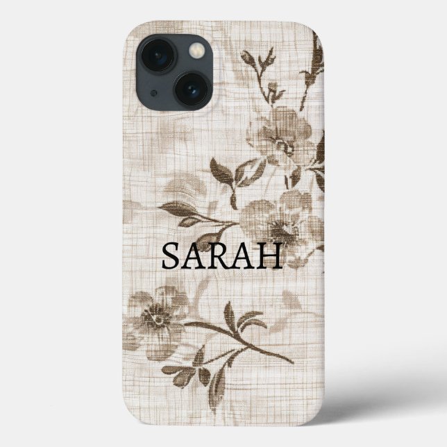 Phone Case with Brown Floral Design (Back)
