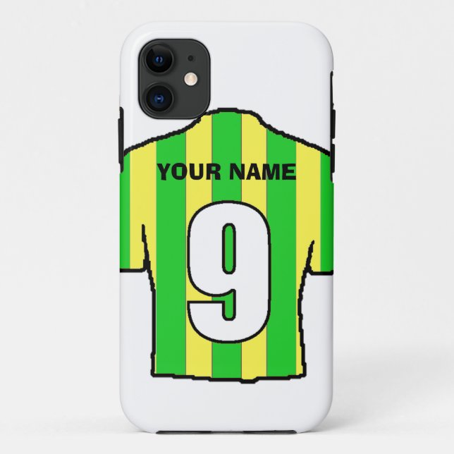Phone Case with Club Colours! Green & Yellow Shirt (Back)