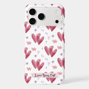 Phone Case with Hearts & Stars "Love Your Cat"