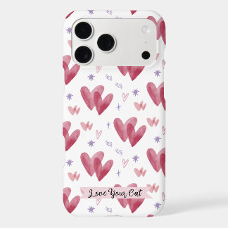 Phone Case with Hearts & Stars "Love Your Cat"