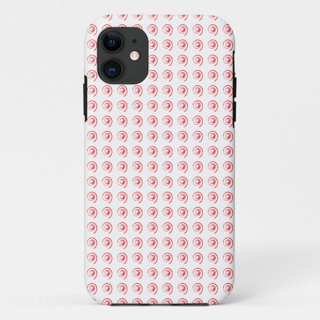 Phone Case with Tiled Red Twirls (Back)