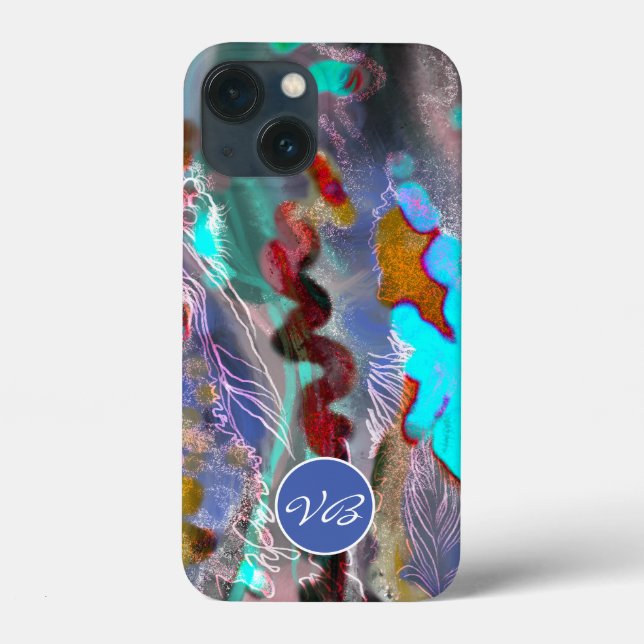 Phone cases Psychedelic mint red monogram (Back)