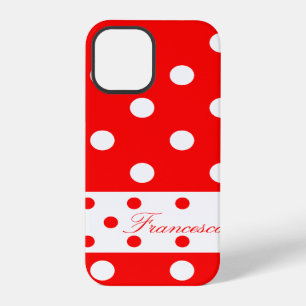 Phone Cover with my Name, Red White Polka Dots