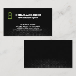 Phone Icon   Black Mesh Abstract Background Business Card