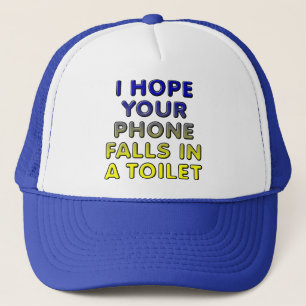 Phone In The Toilet Funny Ball Cap Trucker Hat
