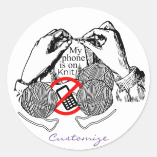 Phone is on Knit Thunder_Cove Classic Round Sticker