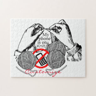 Phone is on Knit Thunder_Cove Jigsaw Puzzle