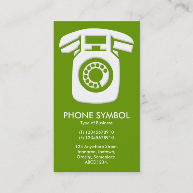 Phone Symbol - Green (669900) Business Card (Front)