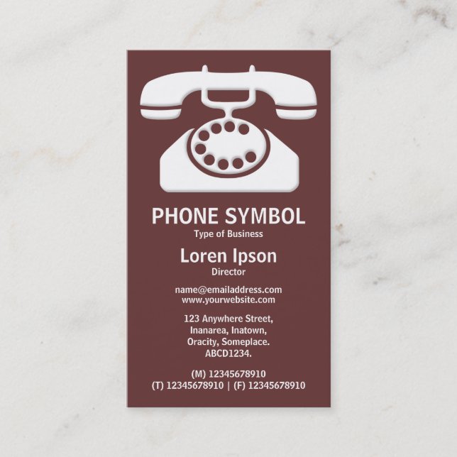 Phone Symbol II - Brown (663333) Business Card (Front)