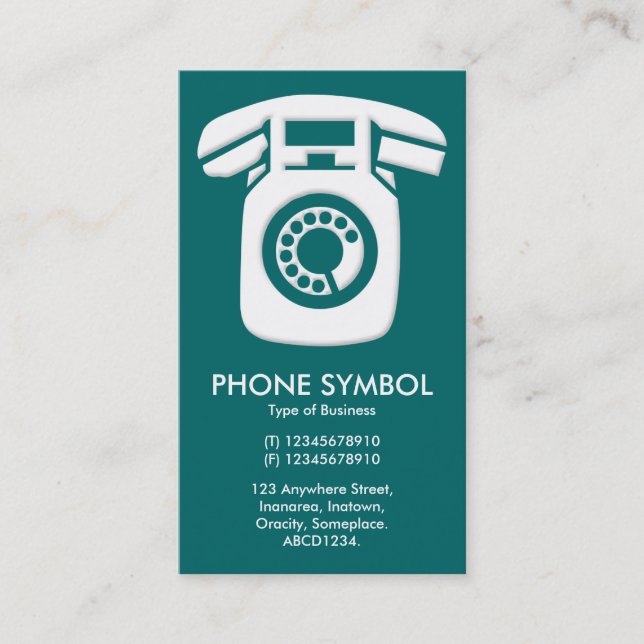 Phone Symbol - Teal Green (006666) Business Card (Front)