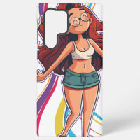 Phonecase with a happy girl on it, colourful