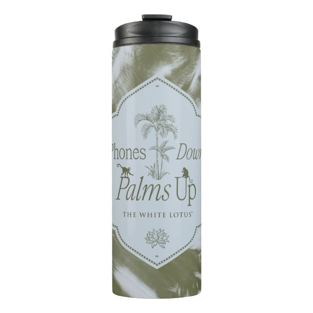 Phones Down, Palms Up - The White Lotus Thermal Tumbler (Front)
