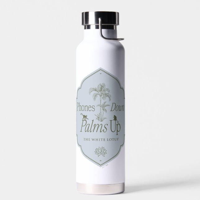 Phones Down, Palms Up - The White Lotus Water Bottle (Left)