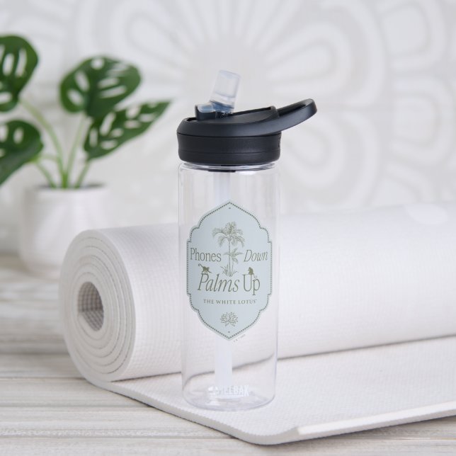 Phones Down, Palms Up - The White Lotus Water Bottle (Yoga)