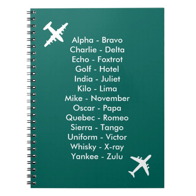 Phonetic Alphabet Aeroplane Blue Air Cadet Noteboo Notebook (Front)