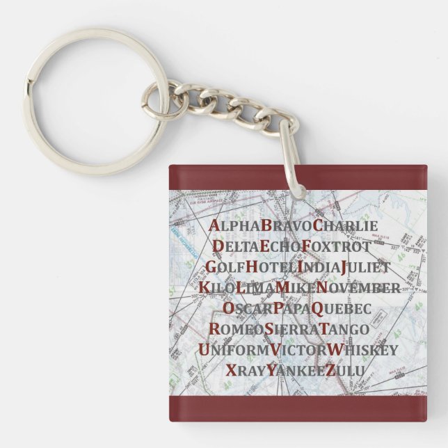 Phonetic Alphabet, Aviation Alphabet for Pilots Key Ring (Front)