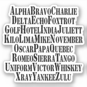 PHONETIC ALPHABET / CODE WORDS
