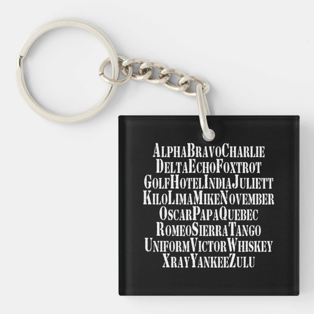 PHONETIC ALPHABET / CODE WORDS KEY RING (Front)