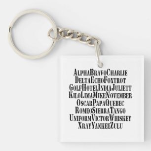 PHONETIC ALPHABET / CODE WORDS KEY RING