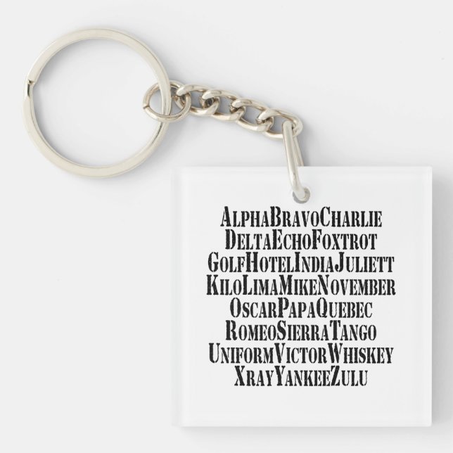 PHONETIC ALPHABET / CODE WORDS KEY RING (Front)
