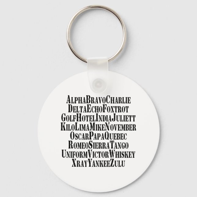 PHONETIC ALPHABET / CODE WORDS KEY RING (Front)