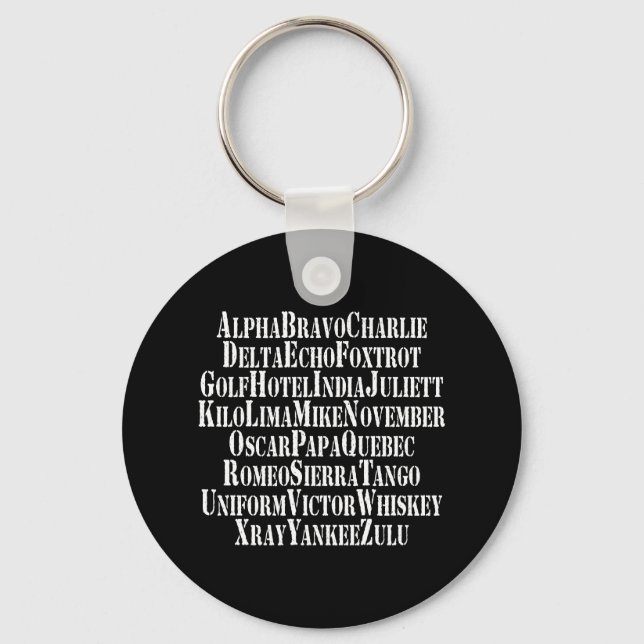 PHONETIC ALPHABET / CODE WORDS KEY RING (Front)