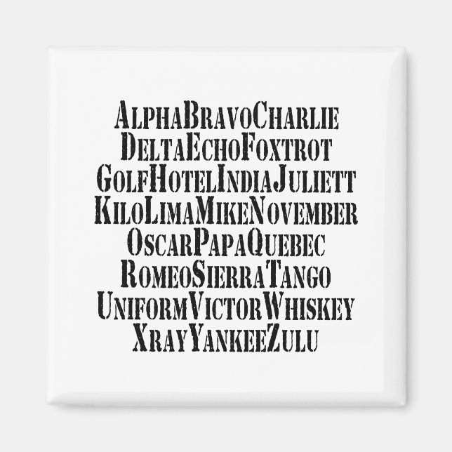 PHONETIC ALPHABET / CODE WORDS MAGNET (Front)