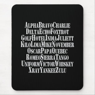 PHONETIC ALPHABET / CODE WORDS MOUSE PAD