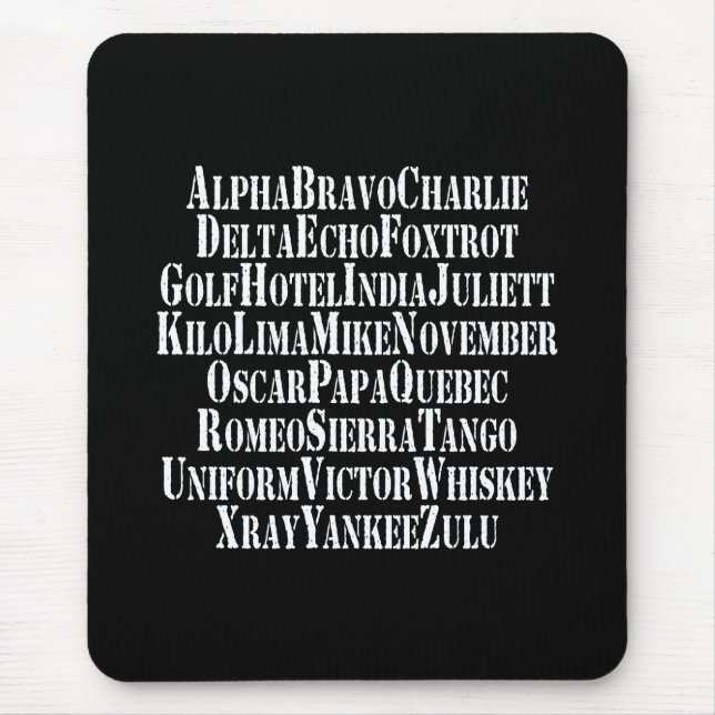 PHONETIC ALPHABET / CODE WORDS MOUSE PAD (Front)
