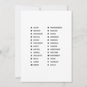Phonetic Alphabet for the Military Holiday Card