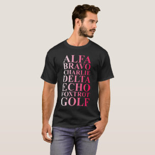 Phonetic Alphabet Ombre Tones Typography Graphic T-Shirt