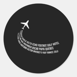Phonetic Alphabet Pilot Aeroplane Classic Round Sticker