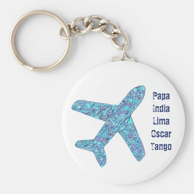 Phonetic Alphabet "Pilot" Aeroplane Key Ring (Front)